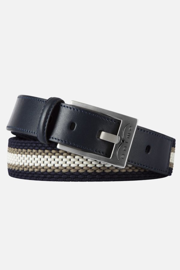 Animo Helton ceinture Ceinture élastique unisexe fabriquée à la main avec finitions en cuir. Logo Animo sur la boucle.