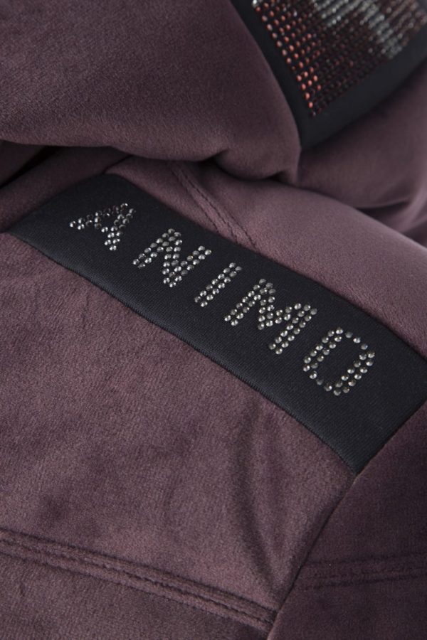 Amino Liviero veste : Doudoune extralégère femme 180 g avec capuche, velours matelass, rembourrage « zéro duvet », logo Animo en strass.