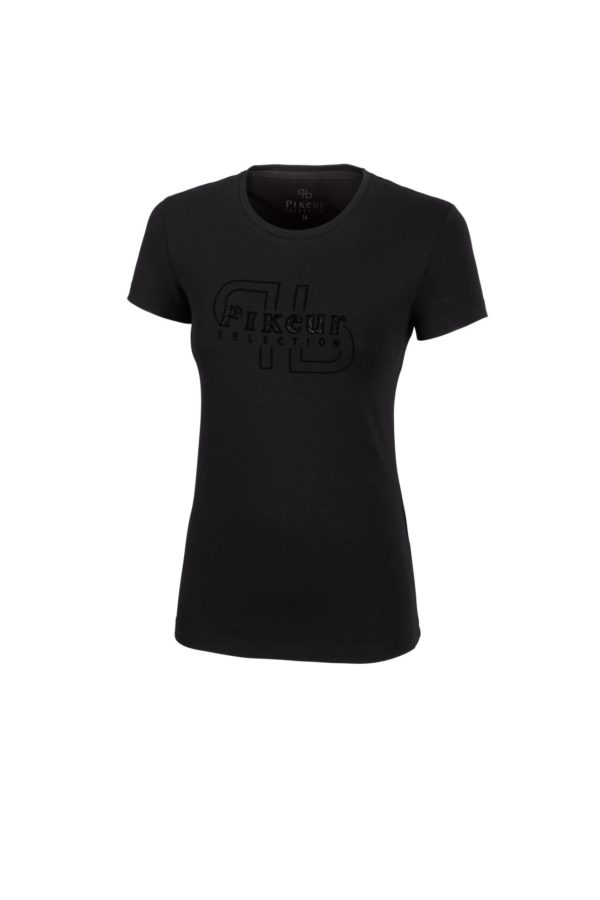 Pikeur Selection t-shirt allie confort et style avec son coton de qualité (95% coton, 5% élasthanne) et son marquage en strass.