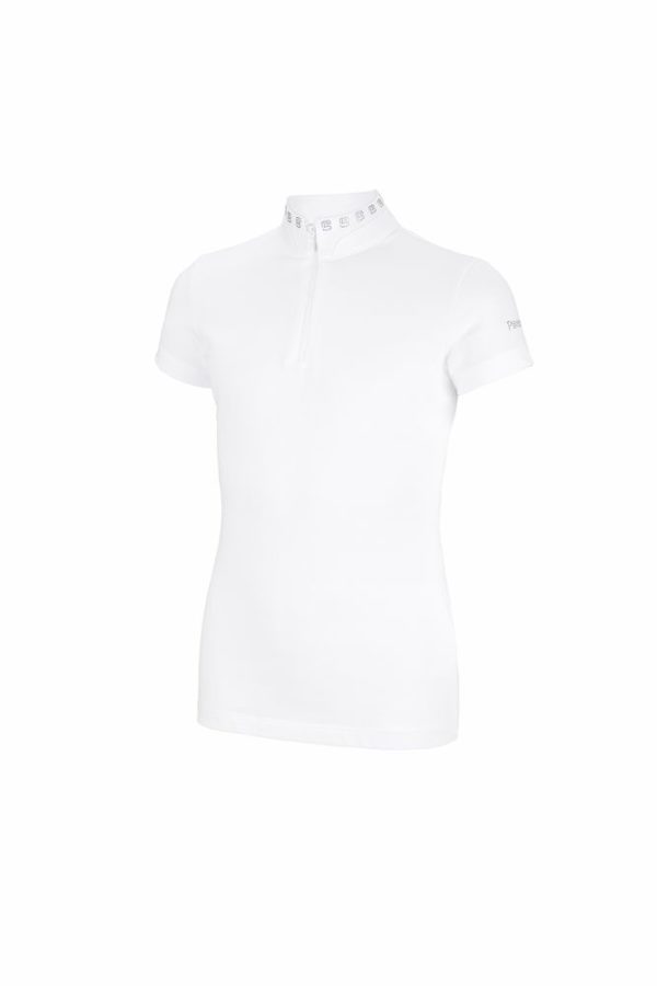 Pikeur Icon chemise de concours enfant allie confort, élégance et performance avec un design raffiné, strass au col et fermeture éclair en métal.